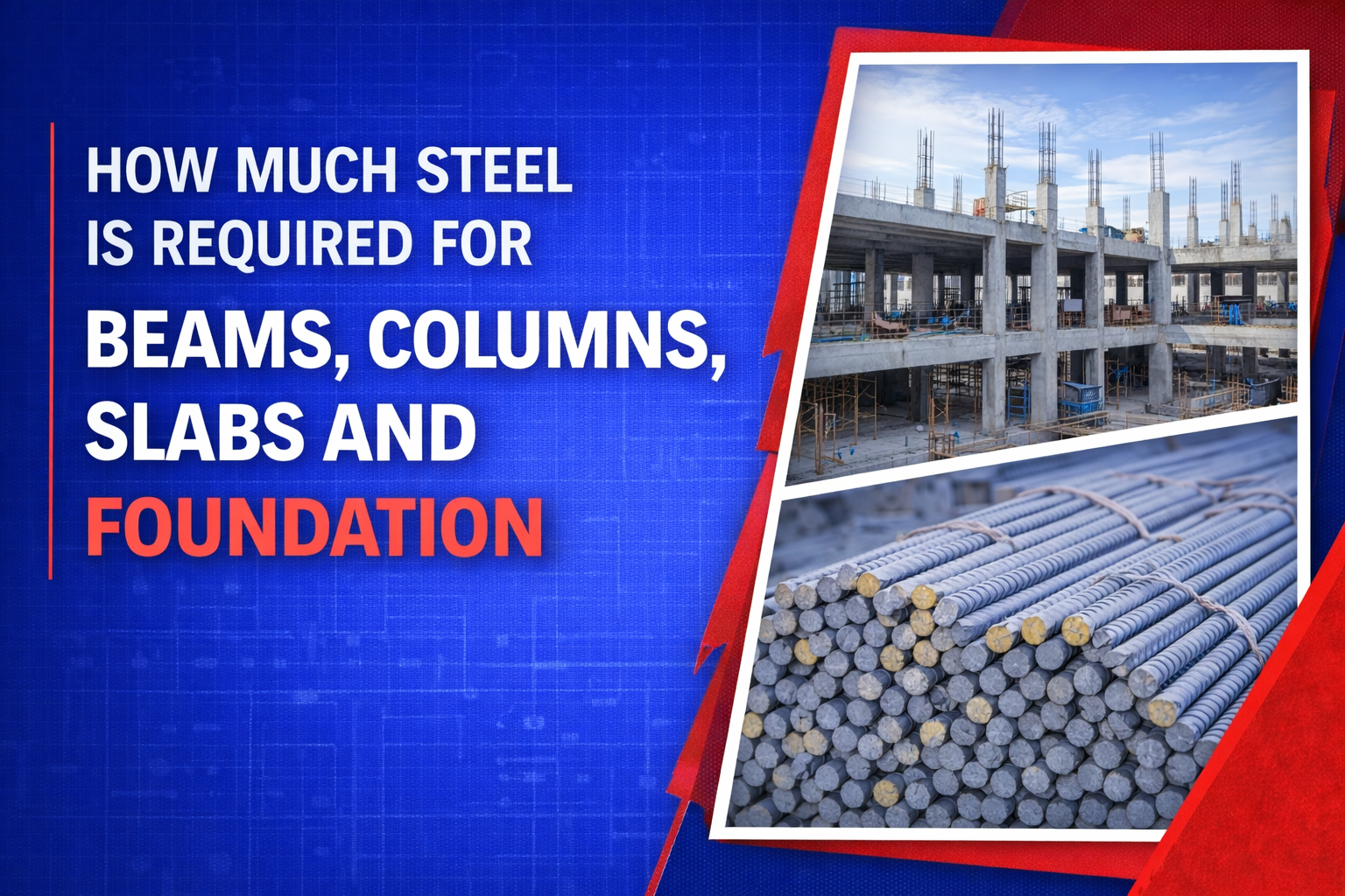 How Much Steel is Required for Beams, Columns, Slabs and Foundation
